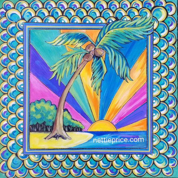 Palm Tree with Scale Boarder Sparkling Art Print