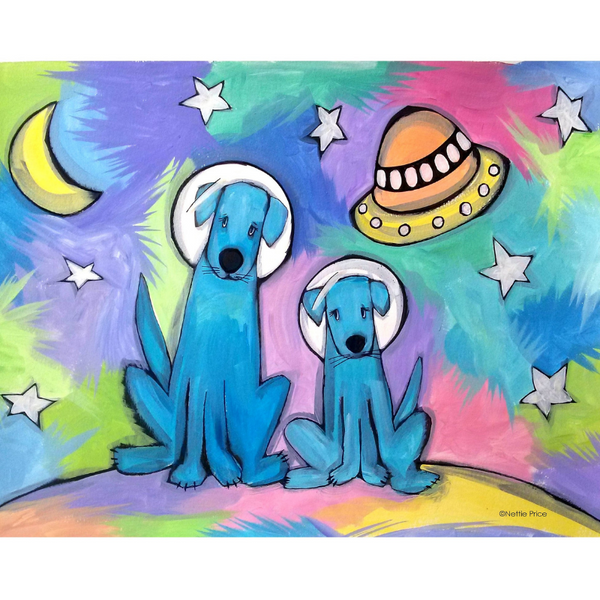 Space Dogs Sparkling Art Print