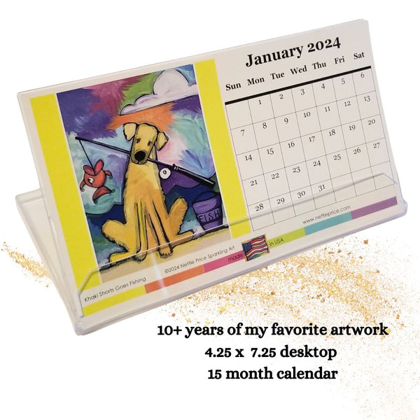 2024 Desktop Art Calendar   15 months acrylic case Qt 3
