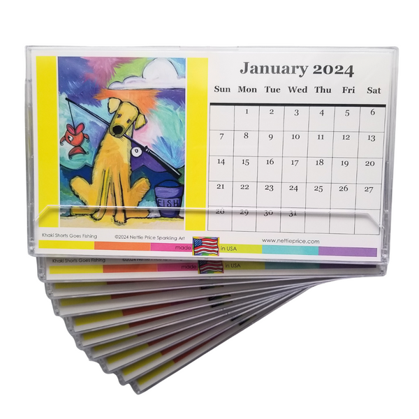 2024 Desktop Art Calendar   15 months acrylic case Qt 10