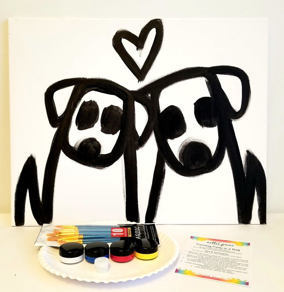 Sparkling Art Painting Party in a Box Two Dogs 16x20 Canvas