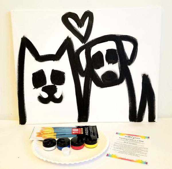 Sparkling Art Painting Party in a Box Cat & Dog 16x20 Canvas