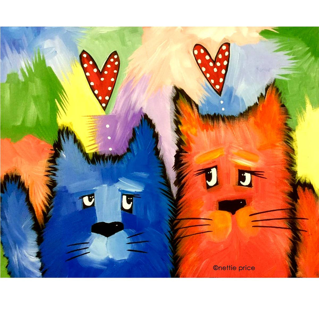 2 Kitty Furry Friends Sparkling Art Print