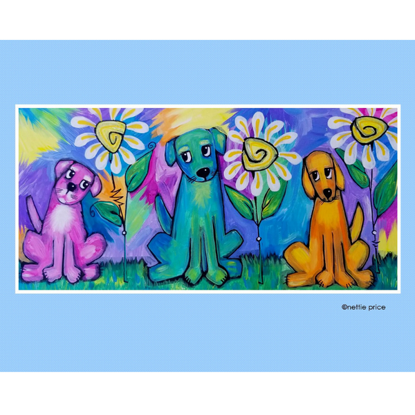3 Cute Puppy Dogs Sparkling Art Print