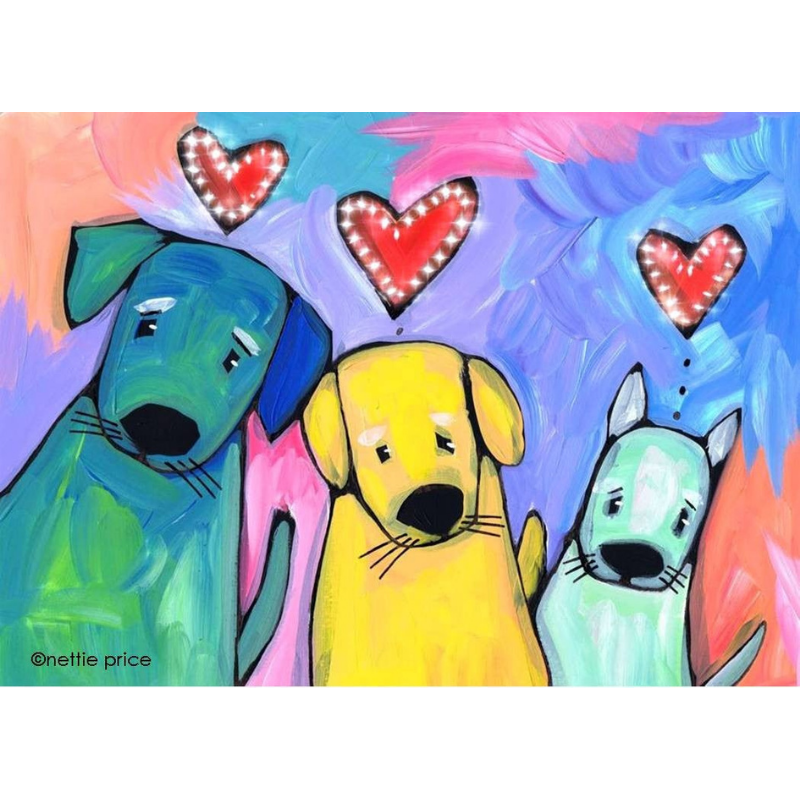 3 Dog Love Sparkling Art Print