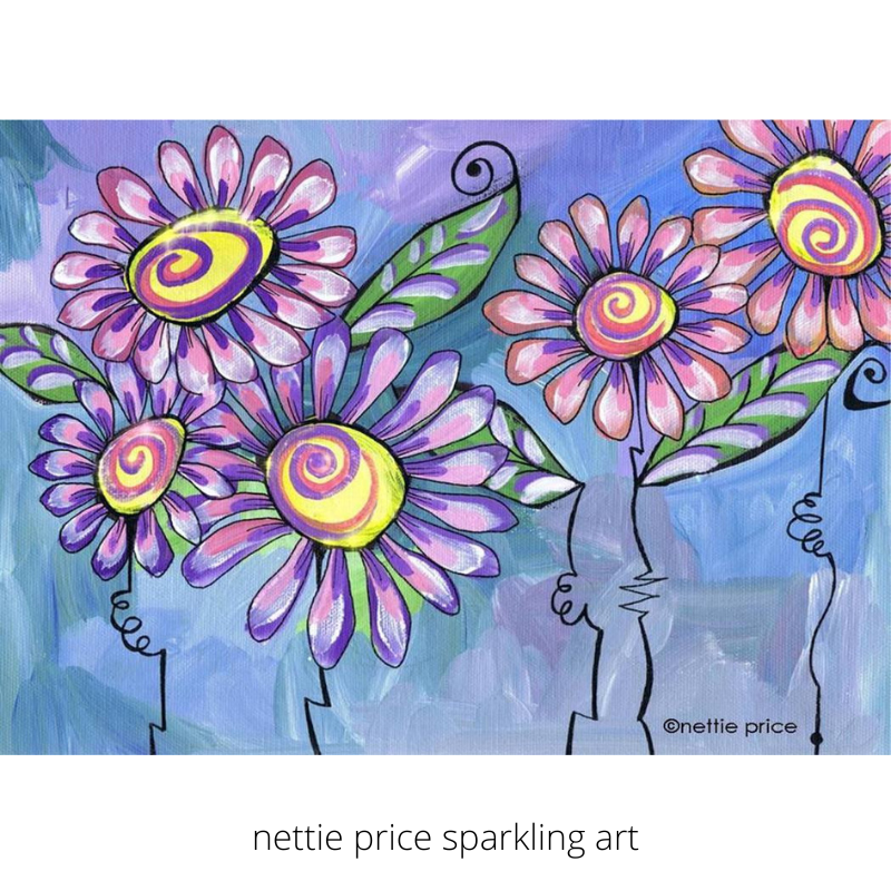 5 Pink Daisies Sparkling Art Print