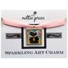 Black Cat Neck Tie Sparkling Art Charm Silver Pendant for Necklace or Bracelet