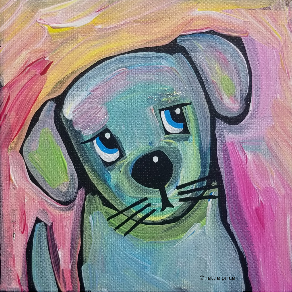 Blue Dog original Acrylic on Mini Canvas 5x5x1