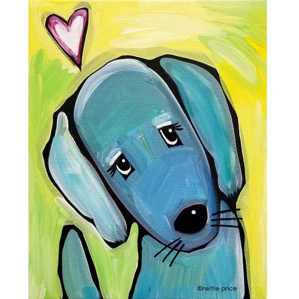 Blue Dog Love Sparkling Art Print