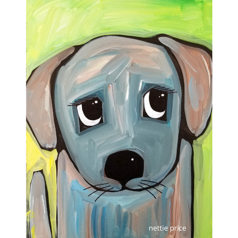 Brown Blue Dog 2 original Acrylic on Canvas