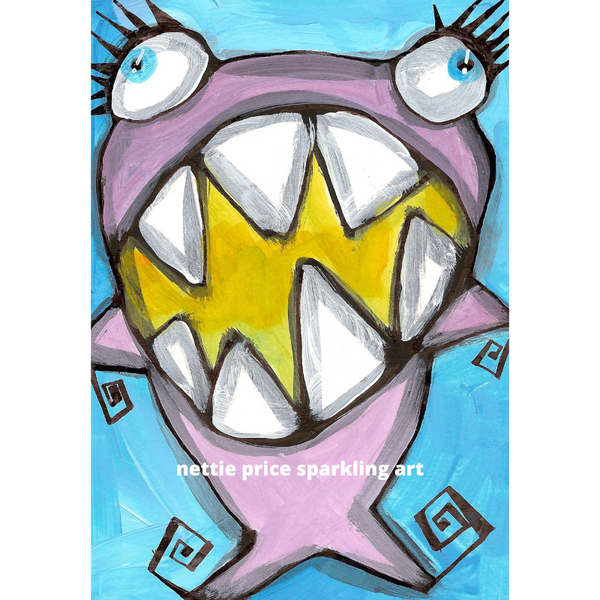 Bud the Barking Shark Sparkling Art Print