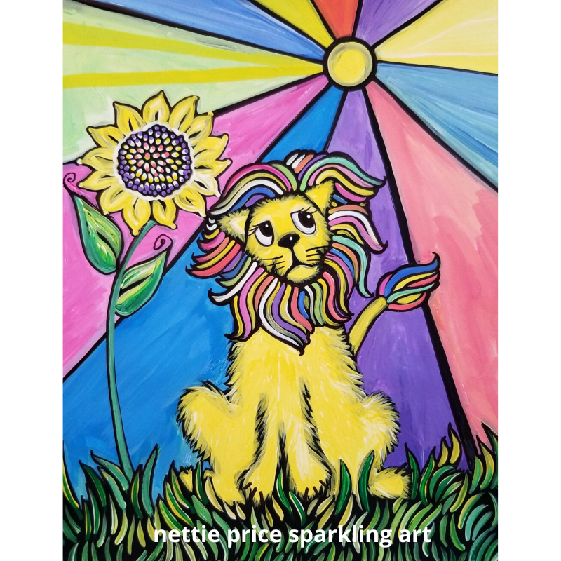 The Colorful Lion Sunflower Sunshine Sparkling Art Print