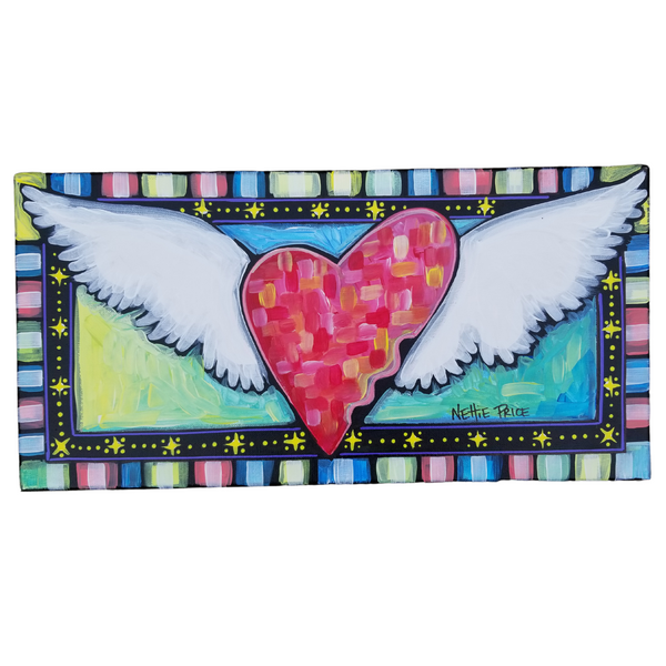 Hope Heart Sparkling Original Acrylic Painting Canvas 10x20