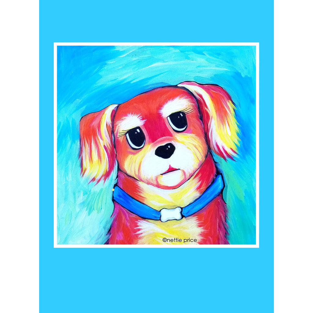 Heidi Little Red Orange Dog Sparkling Art Print