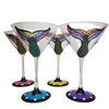 Sparkling Mertini Mermaid Martini Set of 4 Hand Painted Glassware