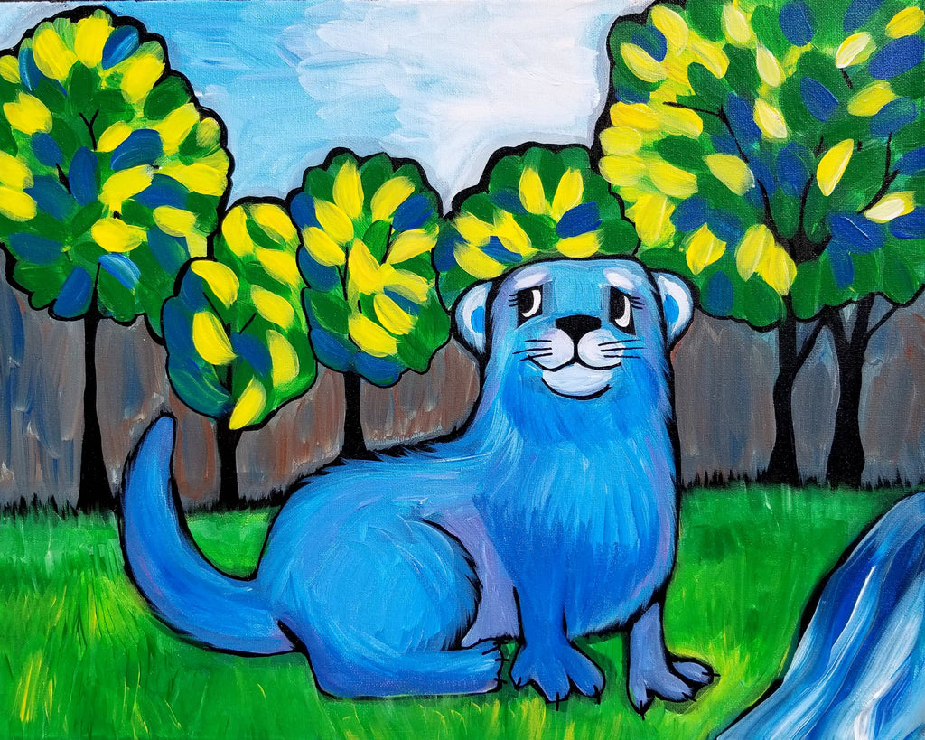 Happy River Otter Original Acrylic Painting by Nettie Price
