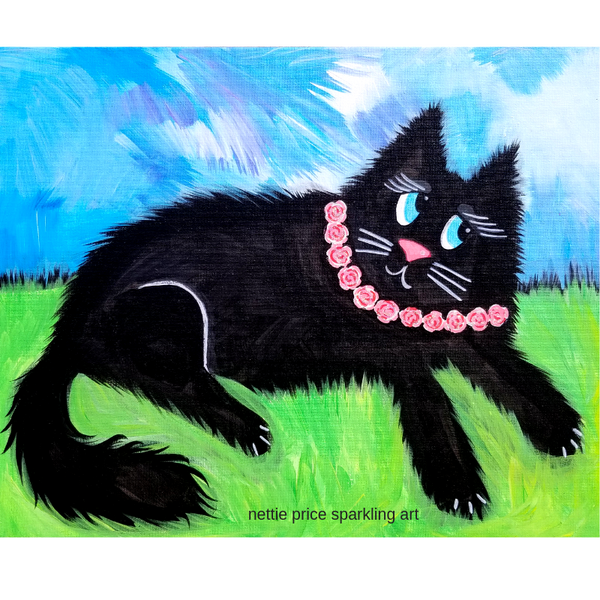Rosie Black Cat Sparkling Art Print