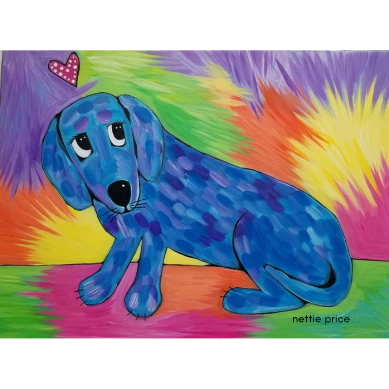 Toby Blue Weener Doxie Dog Sparkling Art Print