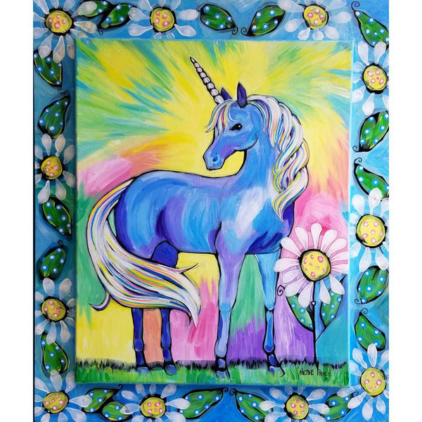 Magical Unicorn Original Acrylic Painting Framed 26x22