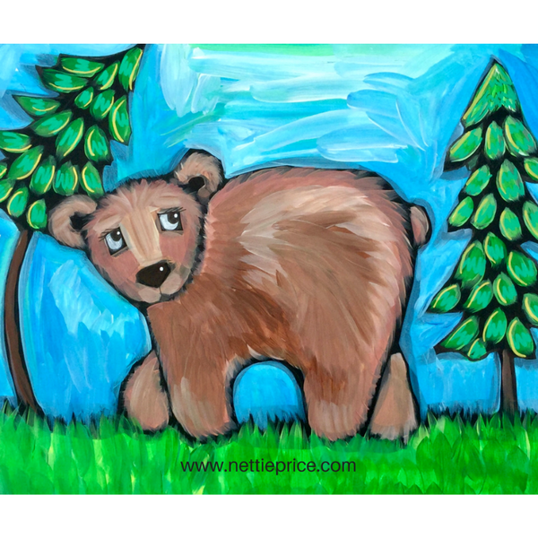 Forest Friends Little Bear Sparkling Art Print