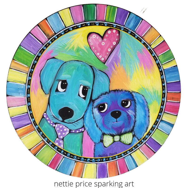 Best Dressed Dogs Round Sparkling Art Print
