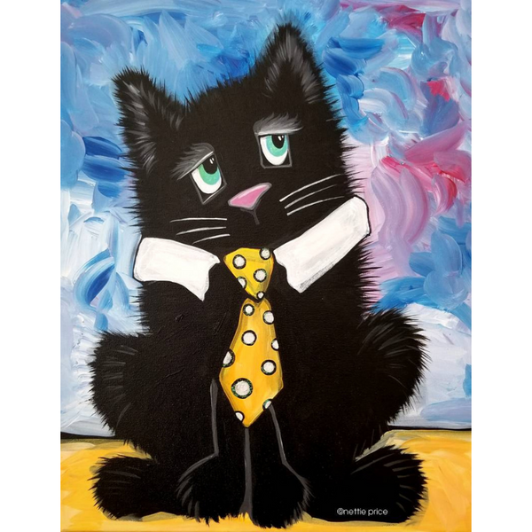 Black Cat Neck Tie Sparkling Art Print