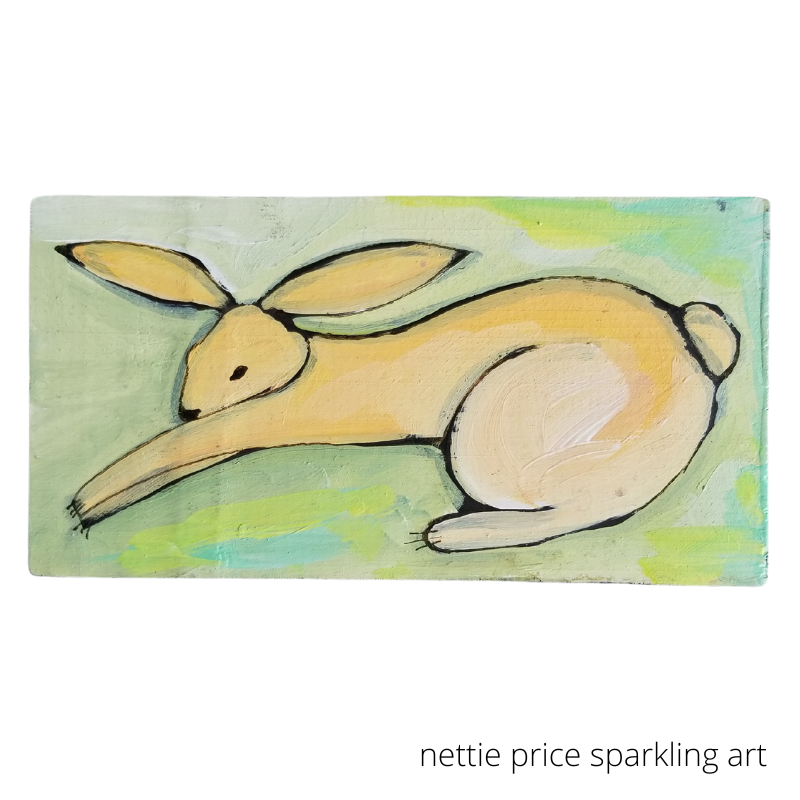Little Peach Bunny Rabbit Original Acrylic Painting 3x6x1 Canvas ...