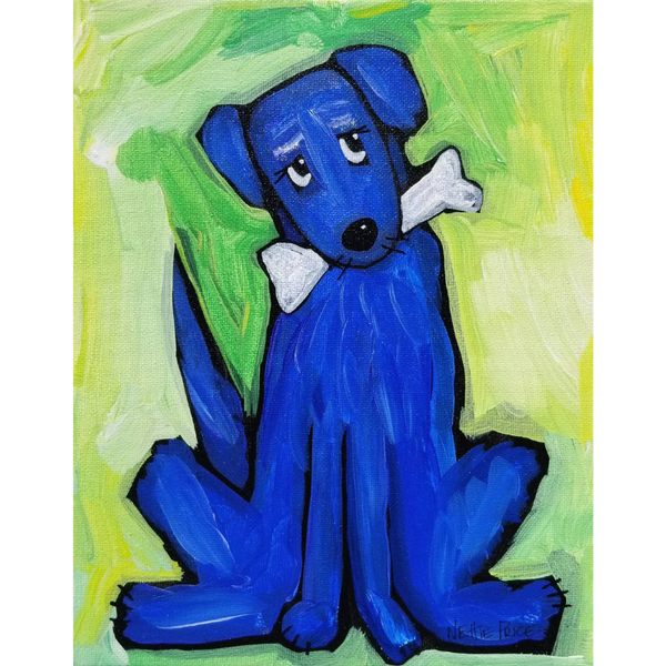 Blue Dog with Sparkling Bone Art Print