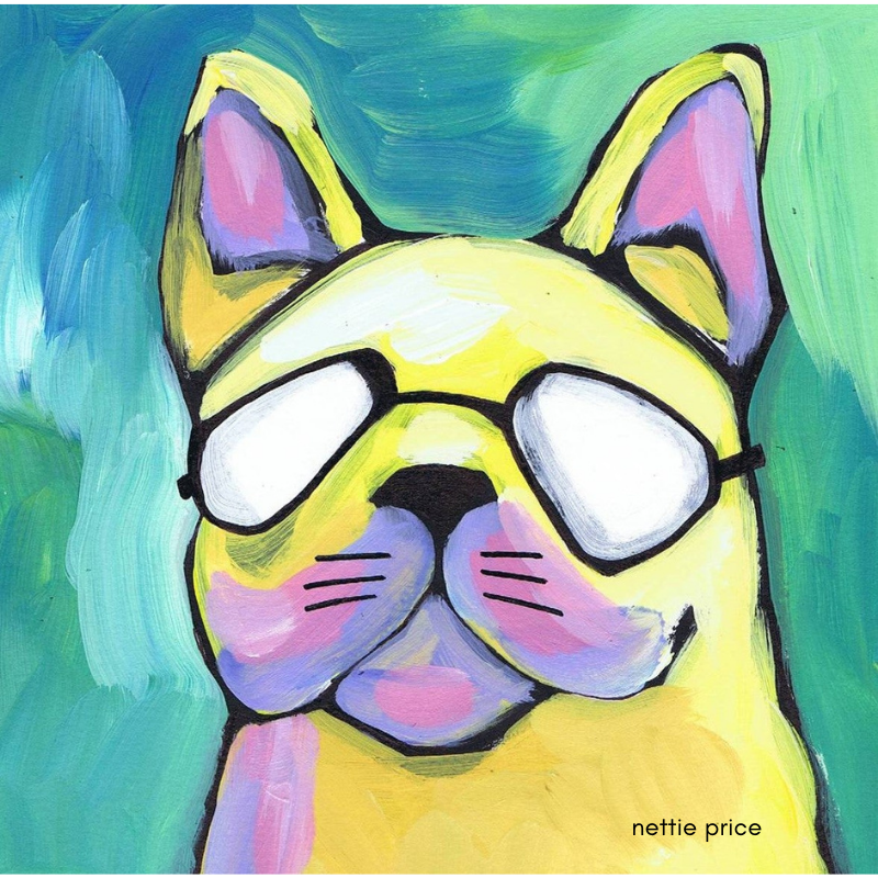 Bulldog with Sparkling Glasses Art Print