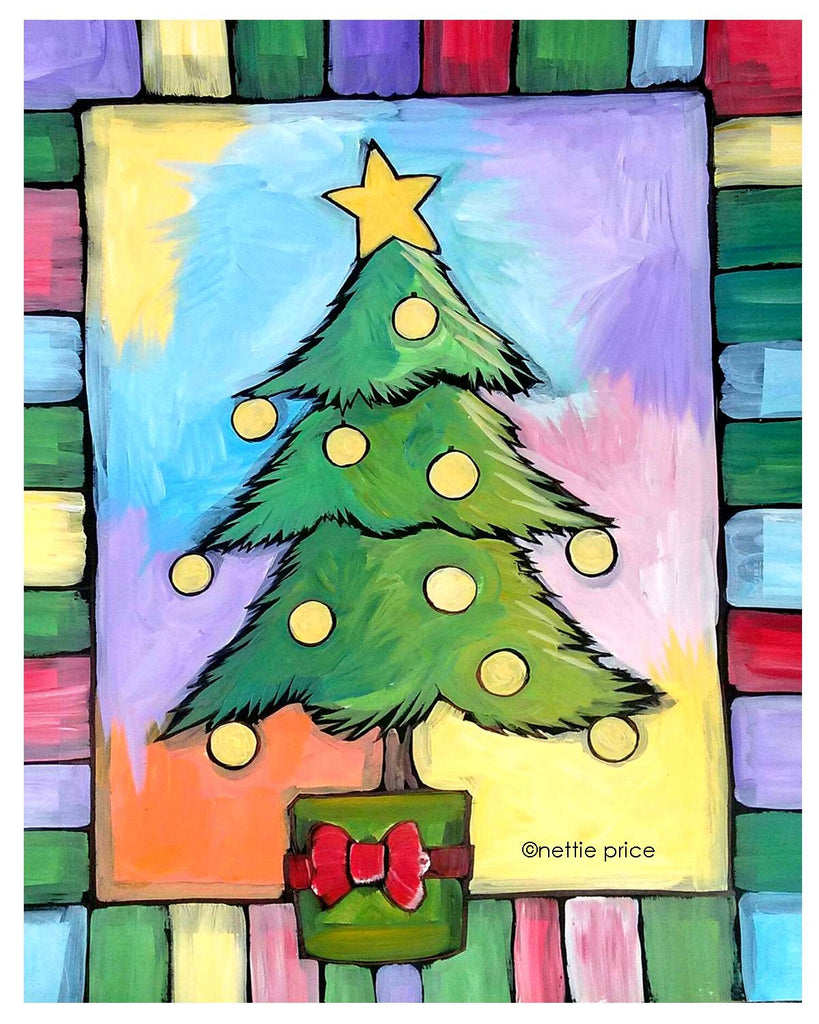 Personalized Christmas Tree Sparkling Art Print