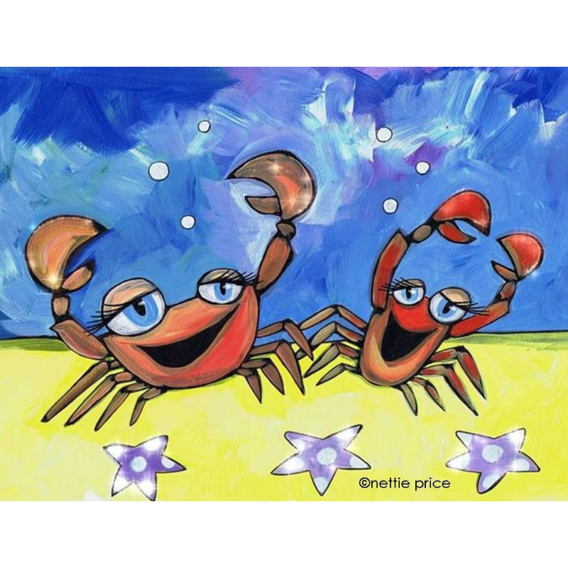 Happy Crabs on the Seafloor Sparkling Art Print