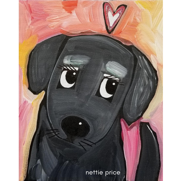 Black Lab Dog Puppy Love Sparkling Art Print
