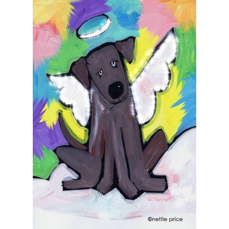 Dog Angel Brown/Black Lab with Halo Wings Sparkling Art Print