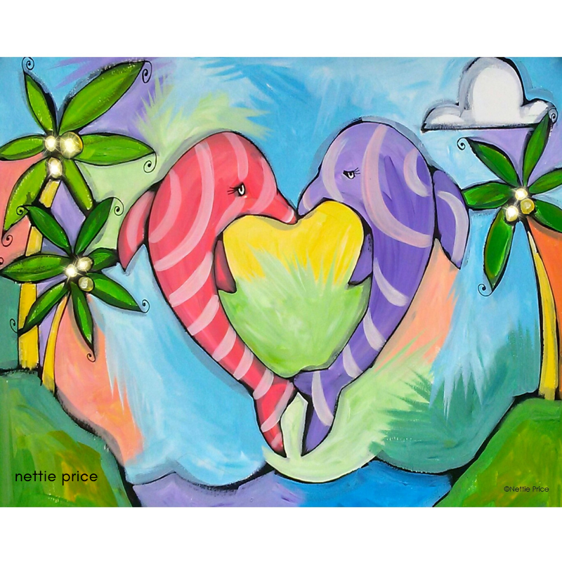 Dolphin Love Sparkling Art Print