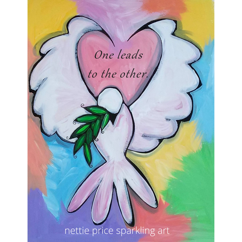 Dove Olive Branch Peace Love One Leads to the Other Sparkling Art Print