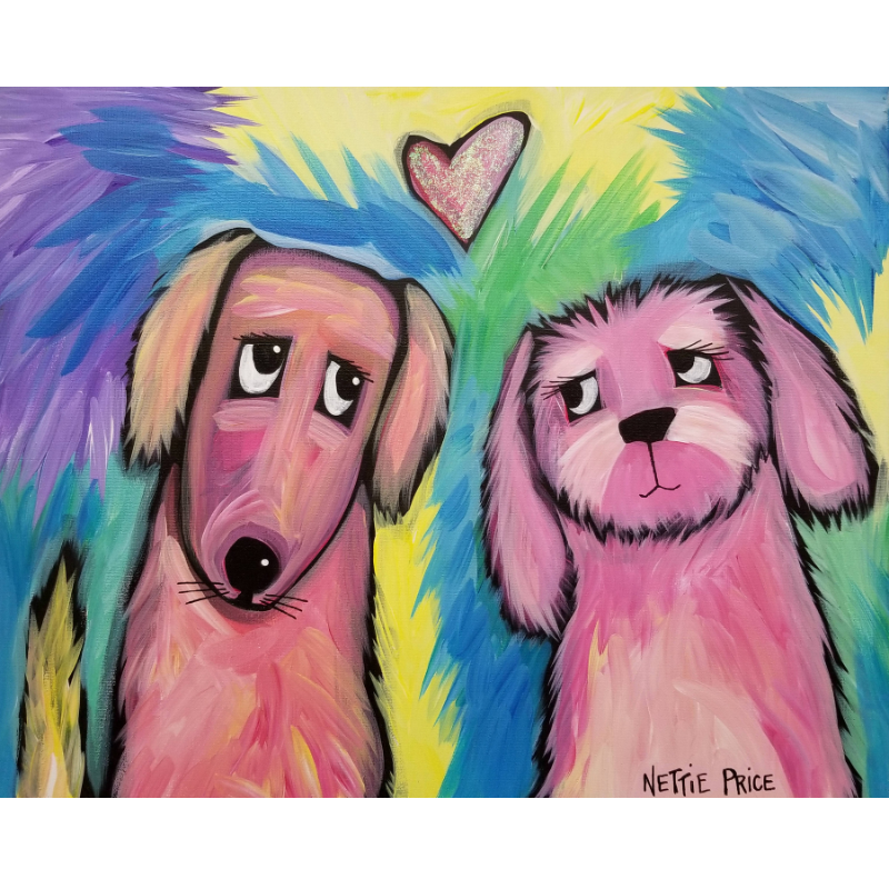 Doxie and Friend Love Sparkling Art Print