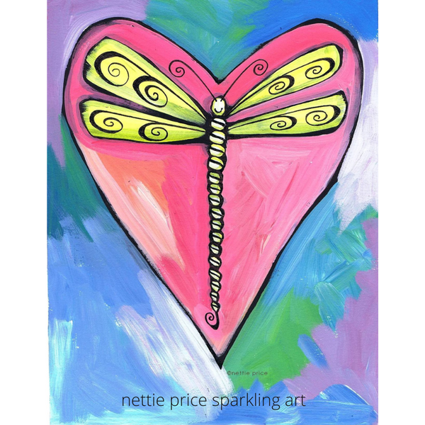 Dragonfly Heart Sparkling Art Print