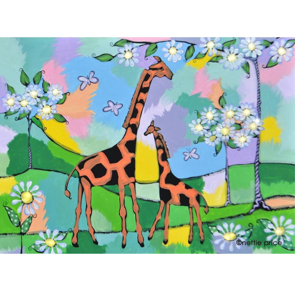 Family Giraffes Sparkling Art Print