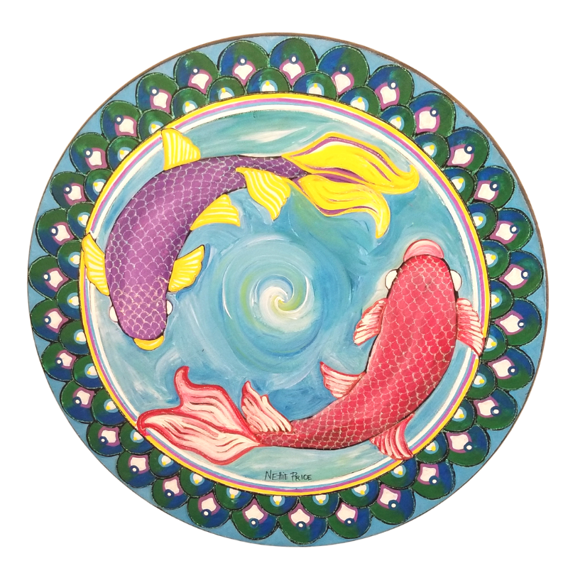 Two Fish Round Sparkling Art Print