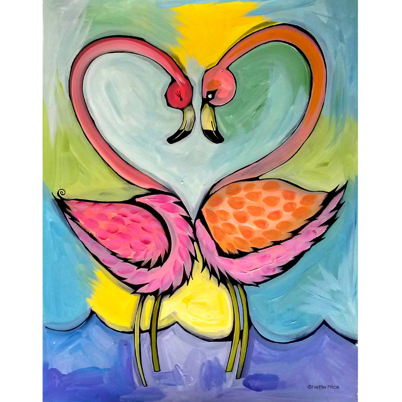 True Love Flamingos Sparkling Art Print