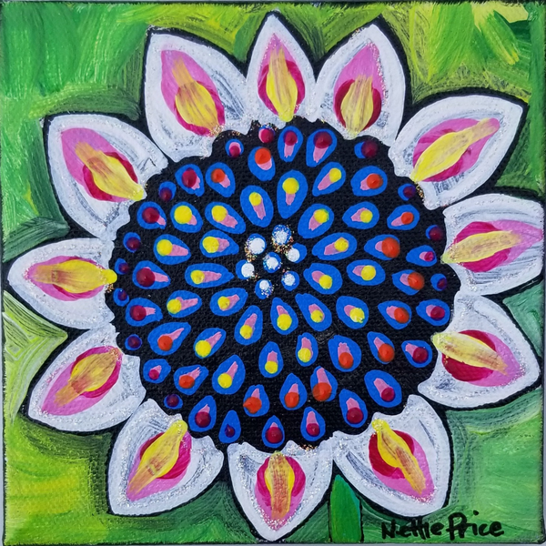 Mini Sunflower Sparkling Original Acrylic Painting Canvas 5x5x1