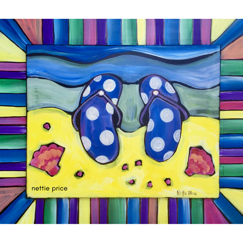 Framed Flip Flops Sparkling Art Print
