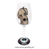 Sparkling Dog with Fluffy Tail Hand Painted Wineglass