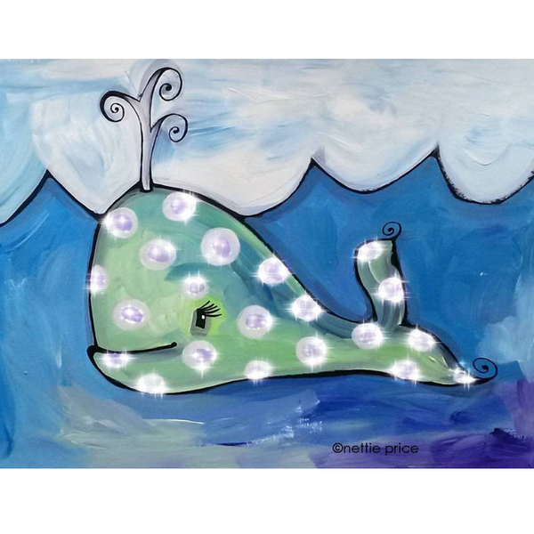 Polka Dot Happy Whale Sparkling Art Print