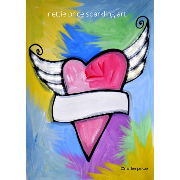 Heart with Wings Sparkling Art Print