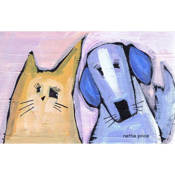 Hilda & Hoover Dog & Cat Sparkling Art Print
