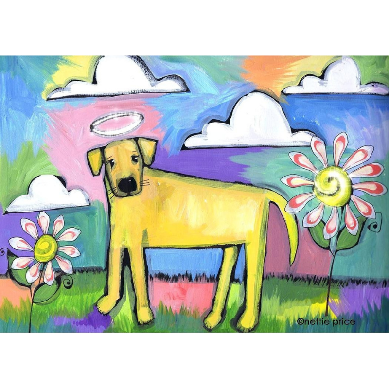 Dog Angel Yellow Lab with Halo Sparkling Art Print