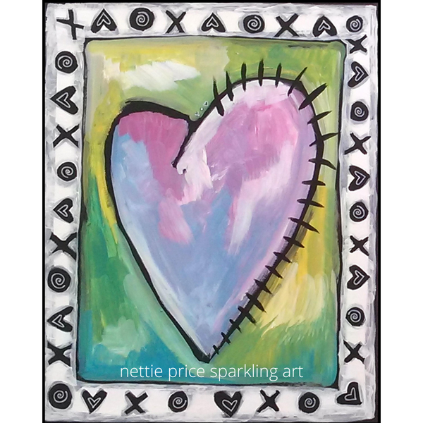 XO Jagged Heart Sparkling Art Print