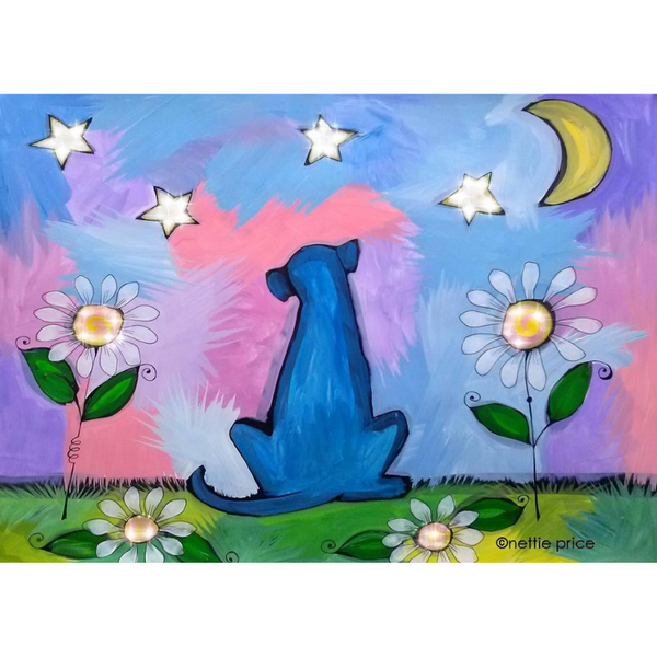 Jenny & the Stars Blue Dog Sparkling Art Print