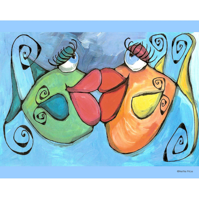 Kissing Fish Sparkling Art Print